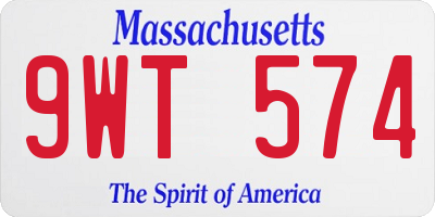 MA license plate 9WT574