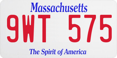 MA license plate 9WT575