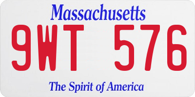 MA license plate 9WT576
