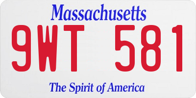 MA license plate 9WT581