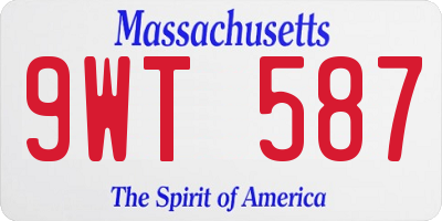MA license plate 9WT587