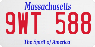 MA license plate 9WT588