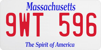 MA license plate 9WT596