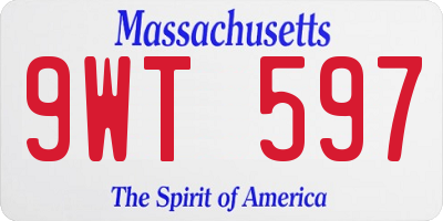 MA license plate 9WT597