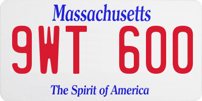 MA license plate 9WT600