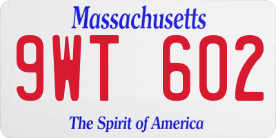 MA license plate 9WT602