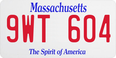 MA license plate 9WT604
