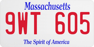 MA license plate 9WT605