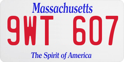 MA license plate 9WT607