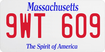 MA license plate 9WT609