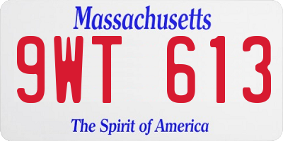 MA license plate 9WT613