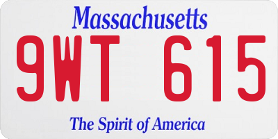 MA license plate 9WT615