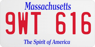 MA license plate 9WT616