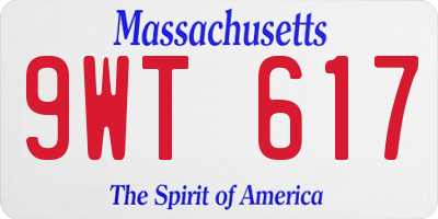 MA license plate 9WT617