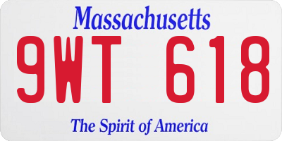 MA license plate 9WT618