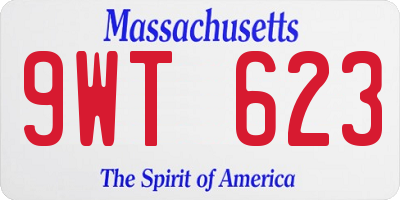 MA license plate 9WT623