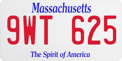 MA license plate 9WT625