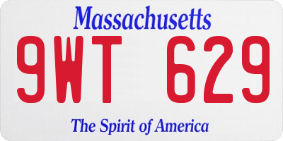 MA license plate 9WT629