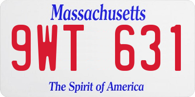 MA license plate 9WT631