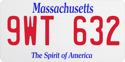 MA license plate 9WT632