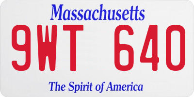 MA license plate 9WT640