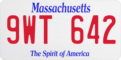 MA license plate 9WT642