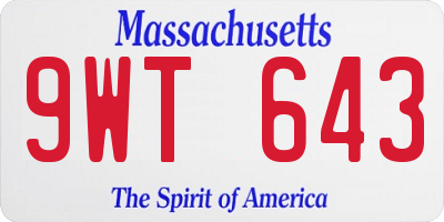 MA license plate 9WT643