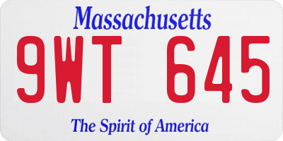 MA license plate 9WT645