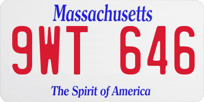 MA license plate 9WT646