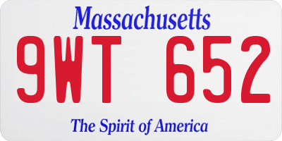 MA license plate 9WT652