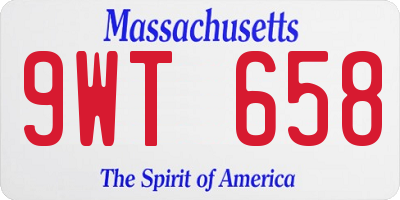 MA license plate 9WT658