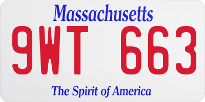MA license plate 9WT663