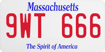 MA license plate 9WT666