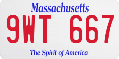 MA license plate 9WT667