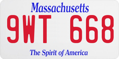 MA license plate 9WT668