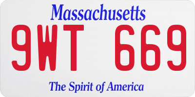 MA license plate 9WT669