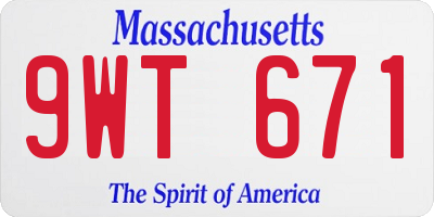 MA license plate 9WT671
