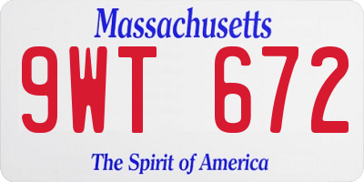 MA license plate 9WT672