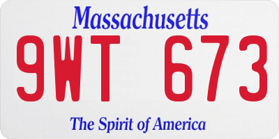 MA license plate 9WT673