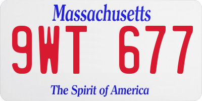 MA license plate 9WT677