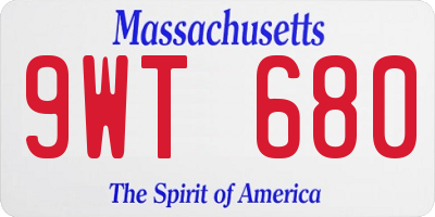 MA license plate 9WT680
