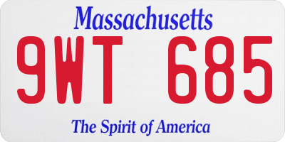 MA license plate 9WT685