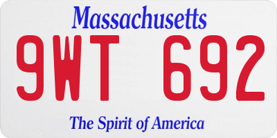 MA license plate 9WT692