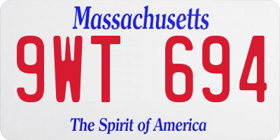 MA license plate 9WT694