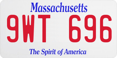 MA license plate 9WT696