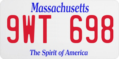 MA license plate 9WT698
