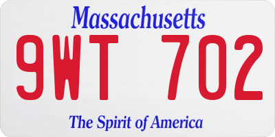 MA license plate 9WT702