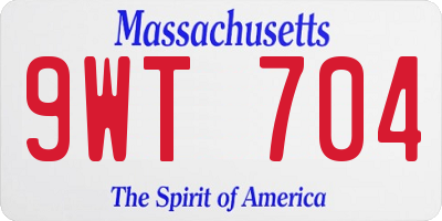 MA license plate 9WT704