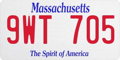 MA license plate 9WT705