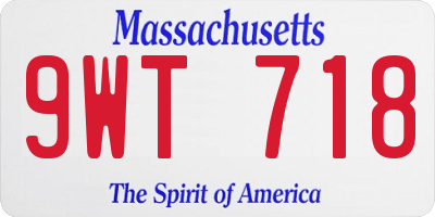 MA license plate 9WT718